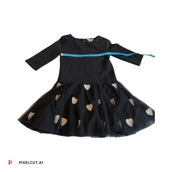 Joe Fresh Girls Puffy Dress Toddler Size 5 Black with Silver Hearts - Picture 2 of 7